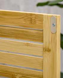 Bamboo Floor Cabinet Bathroom Floor Cabinet Living Room Organizer Tower with Multiple Shelves and Doors, Natural