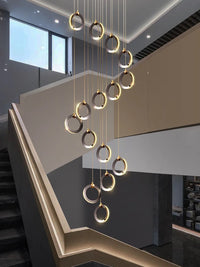 Duplex Staircase Lamp Long Chandelier Black Gold Modern Minimalist Light Luxury Creative Lighting Villa Loft Living Room Rng