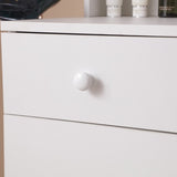 Vanity Desk With Lighted Mirror & Power Outlet, Makeup Vanity Desk With Drawers And Large Storage Cabinet For Bedroom, 3 Lighting Modes Adjustable Brightness, Storage Stool, White - CJDS