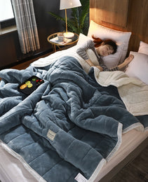 Fleece Blankets And Throws Thick Warm Winter Blankets Home Super Soft Duvet Luxury Solid Blankets On Twin Bedding