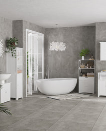 Under Sink Bathroom Cabinet, Pedestal Sink Storage Cabinet with 2 Doors, Shelf and U-Shape, White