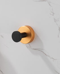 Round Base Wall Hanging Coat Hook With Screws- Black Gold Towel Hook, 2 Pack, For Entry Shoe Cabinet, Wardrobe Bathroom Bedroom Furniture Hardware