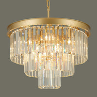 Gold Crystal Chandeliers for Dining Room，4-Lights D12 Inch