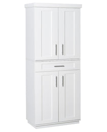 White Pantry Cabinet with Adjustable Shelving for Kitchen, Perfect for Family, White