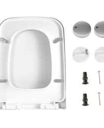 Square Toilet Seat – Quiet-Close Heavy-Duty Seat with Quick-Release & Grip-Tight Bumpers (White)