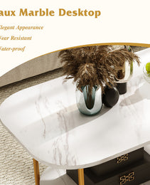 Modern 2-tier Faux Marble Top Coffee Table
