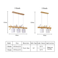 Decorative Nordic Pendant Lights Glass Hanging Lamp Dining Kids Room Restaurant Creative Animal Birds Pendant Lamp Wood Lighting