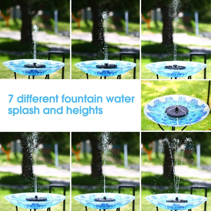3W Solar Water Fountain with Colorfuls Light and 7 Different Nozzles, Ideal Outdoor Water Feature Decoration for Garden Pond Etc