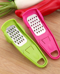 Garlic Press – Eco-Friendly Plastic & Stainless Steel Garlic Grinder (14×4cm, Rose/Green)