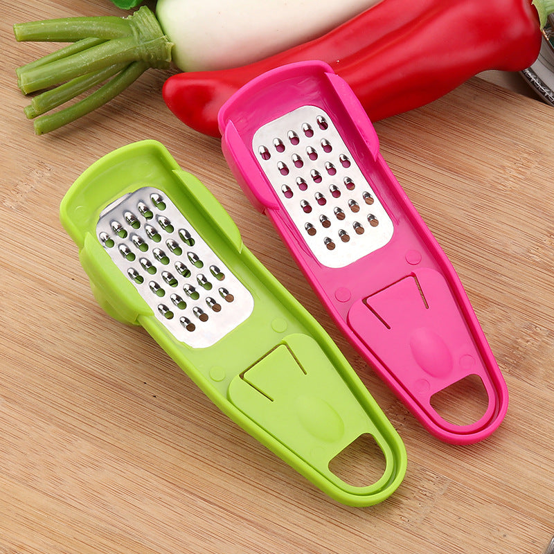 Garlic Press – Eco-Friendly Plastic & Stainless Steel Garlic Grinder (14×4cm, Rose/Green)