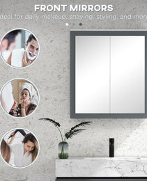 Bathroom Mirror Cabinet, Wall Mounted Medicine Cabinet with Mirror, Double Doors and Adjustable Shelves, White