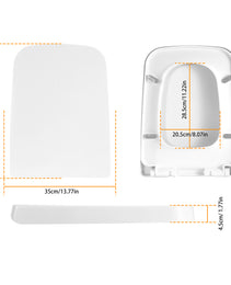 Square Toilet Seat – Quiet-Close Heavy-Duty Seat with Quick-Release & Grip-Tight Bumpers (White)