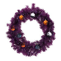 24-in Pre-Lit Halloween Wreath – Purple & Orange – CJ product view 2