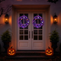 24-in Pre-Lit Halloween Wreath – Purple & Orange – CJ product view 3