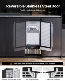 Undercounter Ice Maker 80 Lbs/Day Built-in Ice Maker Machine W/ Reversible Door