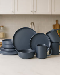 12-Piece Stoneware Dinnerware Sets With Mugs  Microwave  Dishwasher Safe  Non-Toxic Dinner Plates Bowls Set Stackable Matte Glaze Kitchenware For 3