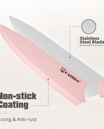 Kitchen Knife Set With Block, 14 Piece Pink Non-Stick Paint Coating Stainless Steel Knives Set, Anti-Rust And Dishwasher Safe, 12 Knives With Kitchen Shears And Block Pink