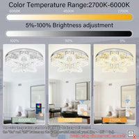 Dia 24" Modern Crystal Chandeliers Silver Chandelier LED Flush Mount Ceiling Light for Living Room Dining Room Bedroom Foyer Entryway LED Dimmable 2700-6000K