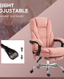 Massage Office Chair, Heated Reclining Computer Chair with Adjustable Height and Footrest, Pink