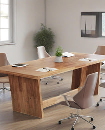 70.87-Inch Executive Computer Desk: Large Home Office Desk With Solid Wooden Pedestal, Industrial Wood Study Writing Table