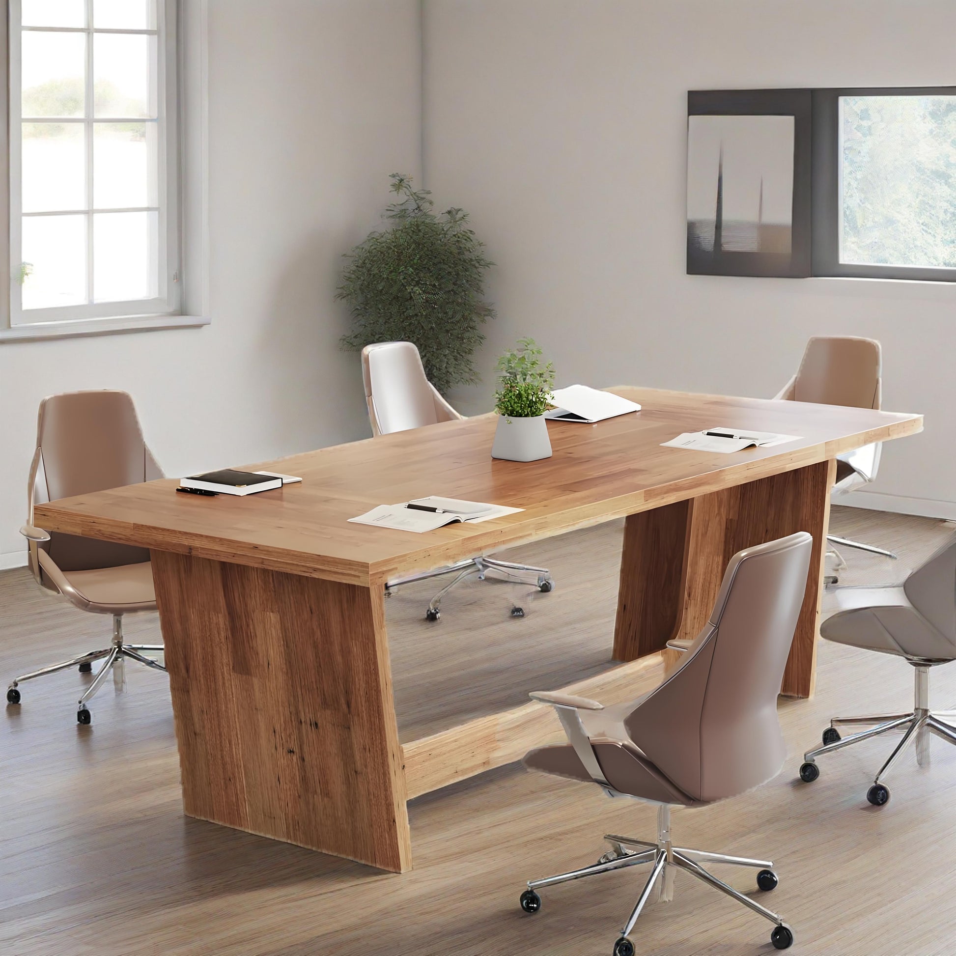 70.87-Inch Executive Computer Desk: Large Home Office Desk With Solid Wooden Pedestal, Industrial Wood Study Writing Table
