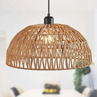 Tea Room Inn Bar Latest Japanese Style Hemp Rope Woven Chandelier Restaurant Bedroom Rattan Indoor Lighting Christmas Decoration
