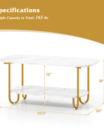 Modern 2-tier Faux Marble Top Coffee Table