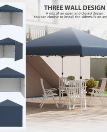 10' X 10' Pop Up Canopy With Sidewalls, Weight Bags And Carry Bag, Height Adjustable Tent For Parties, Navy