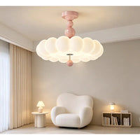 Pink Acrylic Chandelier French Cream Style Chandelier Princess Bedroom Chandelier Flower Bubble Cloud Shape Kids Room Ceiling