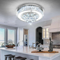 24" Modern Crystal Dimmable Chandeliers for Living Room LED Chandeliers Flush Mount Ceiling Light Fixture Dining Room Bedrooms Gold