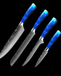 8-inch Chef Knife with Blue Resin Handle