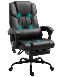 Massage Office Chair with 6 Vibrating Points, High Back Reclining Office Chair with Footrest and Remote, Black