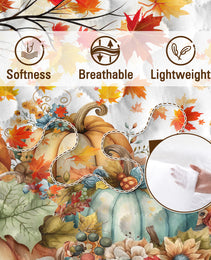 Autumn Theme 3 Pcs Quilt Set - Pumpkin Print Bedspread Coverlet