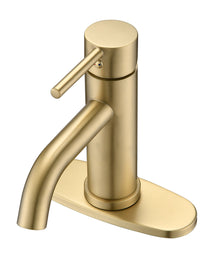 Universal 1 & 3-Hole Bathroom Faucet, ADA Compliant With 6.57 High Waterfall Spout In Brushed Gold Stainless Steel