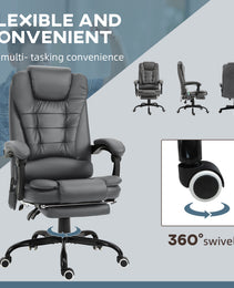 7-Point Vibrating Massage Office Chair High Back Massaging Office Desk Chair with Lumbar Support, Footrest, Gray