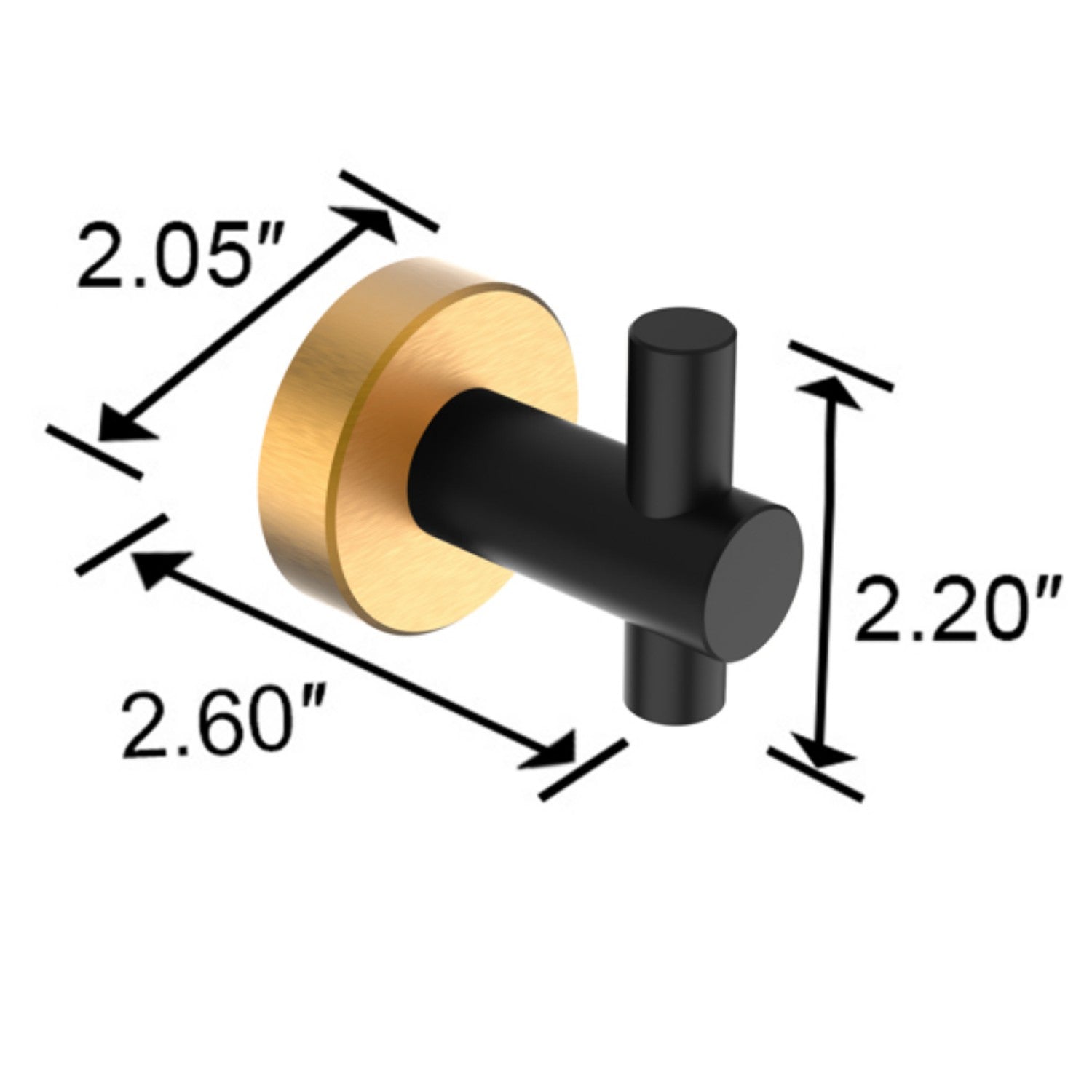 Round Base Wall Hanging Hook With Screws- Black Gold Hook