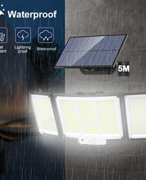 1,2 Pack Solar Lights Outdoor 348 LED Motion Sensor Lights With Remote Control  3 Head Waterproof