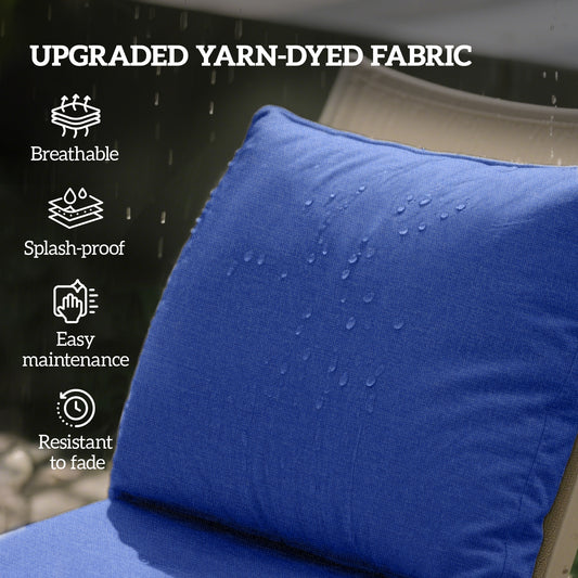 4 Patio Chair Cushions With Seat & Backrest, Fade Resistant Seat Replacement Cushion Set, Navy Blue
