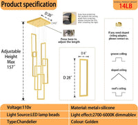 6 Rings Rectangle Chandelier Foyer High Ceiling Chandelier Contemporary Large Led Gold Ring Chandelier for Staircase Villa