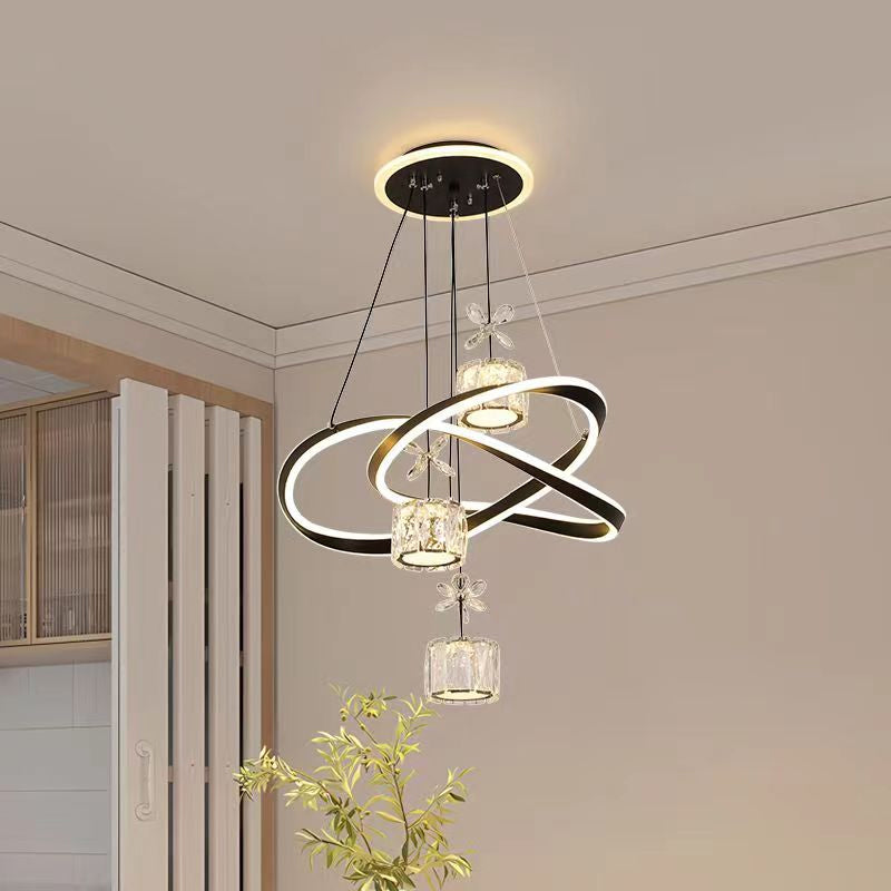 Romina 130W Black Tri-Color Modern Aluminum LED Indoor Chandelier