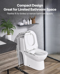 One-Piece Elongated Toilet – Vortex Dual Flush 1.1/1.6 GPF, Skirted Easy-Clean Design, Standard Height (Black & White, 12" Rough-In)