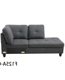 Pickup Only--Black Grey Linen 3-Piece Couch Living Room Sofa Set
