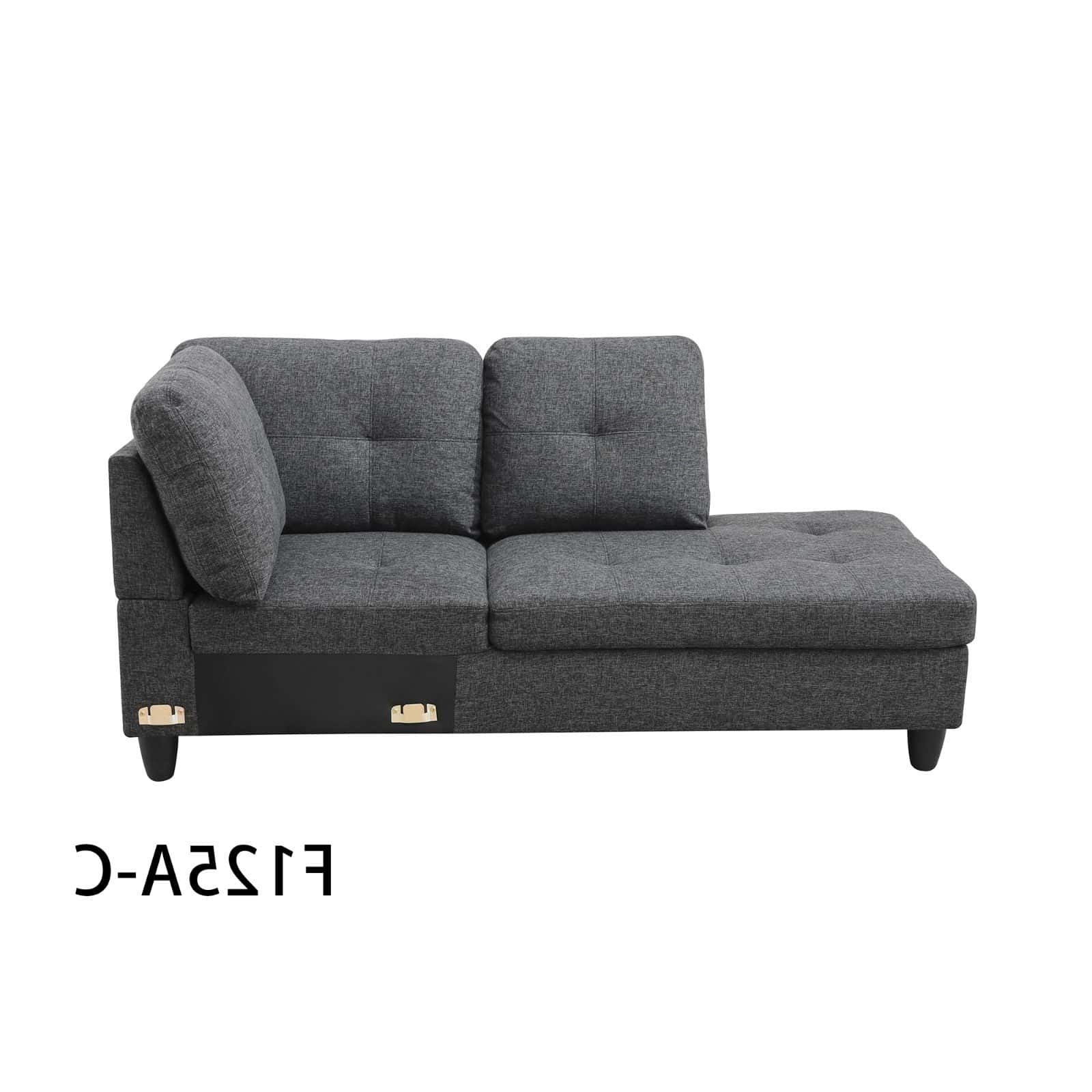 Pickup Only--Black Grey Linen 3-Piece Couch Living Room Sofa Set