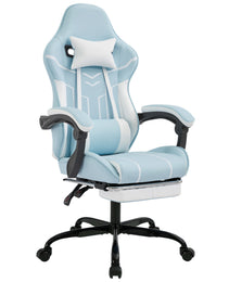 Gaming Chair, Computer Chair Ergonomic Chair With Footrest Office Chair Ergonomic Computer Chair With Lumbar Backrest Bluewhite
