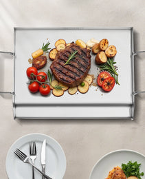 17x13 In Flat Top Griddle Stainless Steel Universal BBQ Grill Pan Cookware