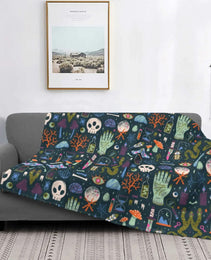 Gothic Mysterious Halloween Witch Flannel Blanket