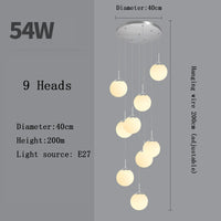 Stairs Modern Nordic LED Glass Chandelier Loft Duplex Living Room Lamp Hotel Lobby Long Chandelier Home Decorative Lighting