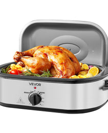 Quart Electric Roaster Oven – 1450W Self-Basting Turkey Roaster with Defrost & Warm Settings