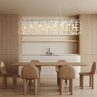 Modern Chandelier 47.2 In. 14-Lights Silver Luxury Crystal Linear Chandelier for Dinning Room, Kitchen Island, Foyer