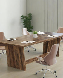 70.87-Inch Executive Computer Desk: Large Home Office Desk With Solid Wooden Pedestal, Industrial Wood Study Writing Table